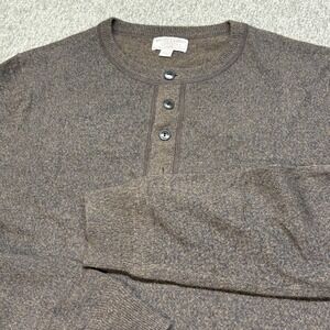 Wallace & Barnes Sweater Mens L Brown Henley Marled Wool Cotton Casual Preppy